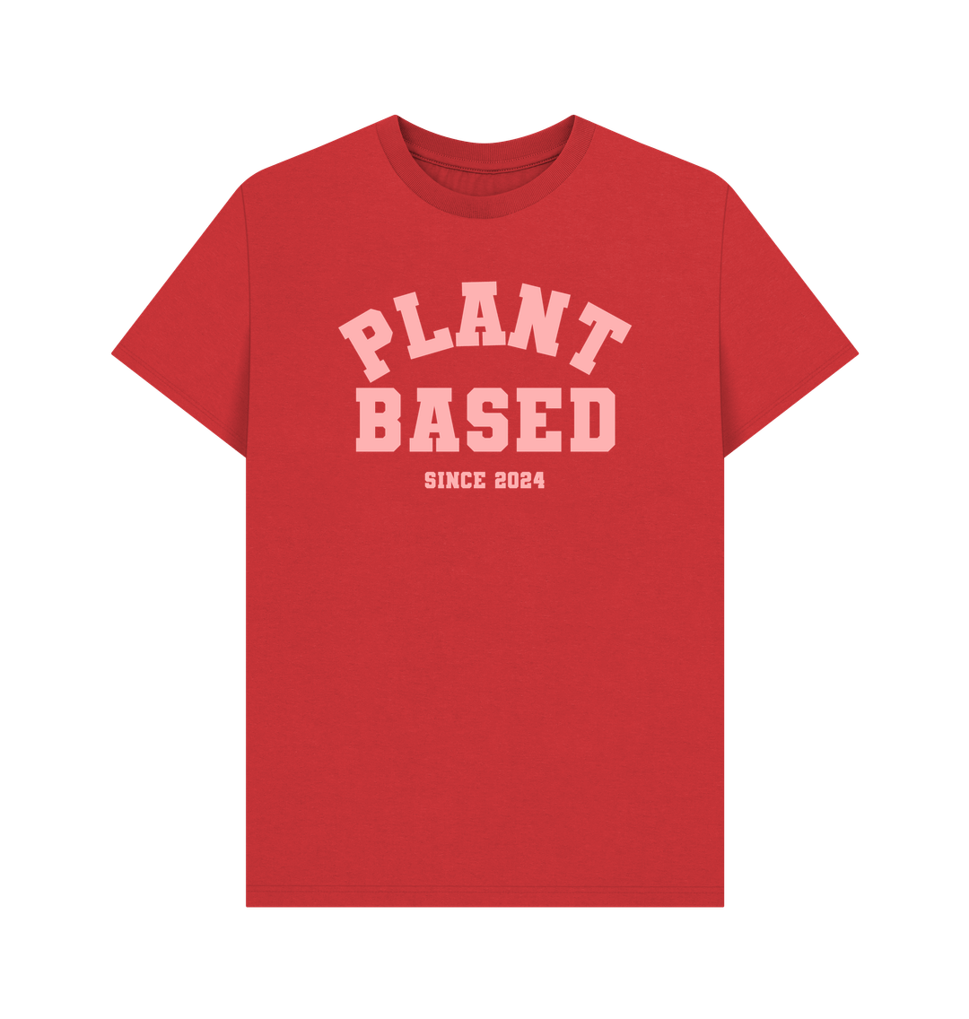 Red Plant based varsity unisex t-shirt