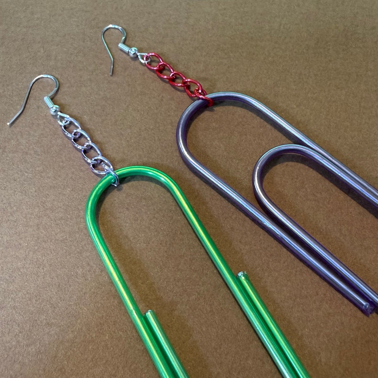 Oversized paperclip drop earrings