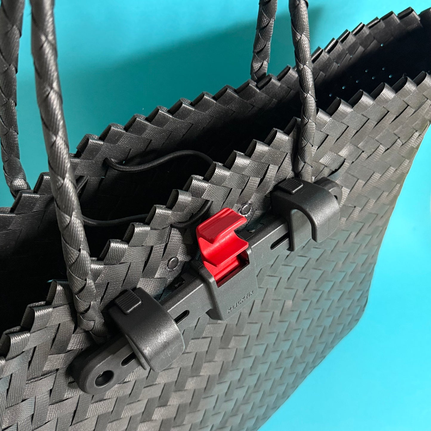 Bicycle Pannier XL black plastic woven basket