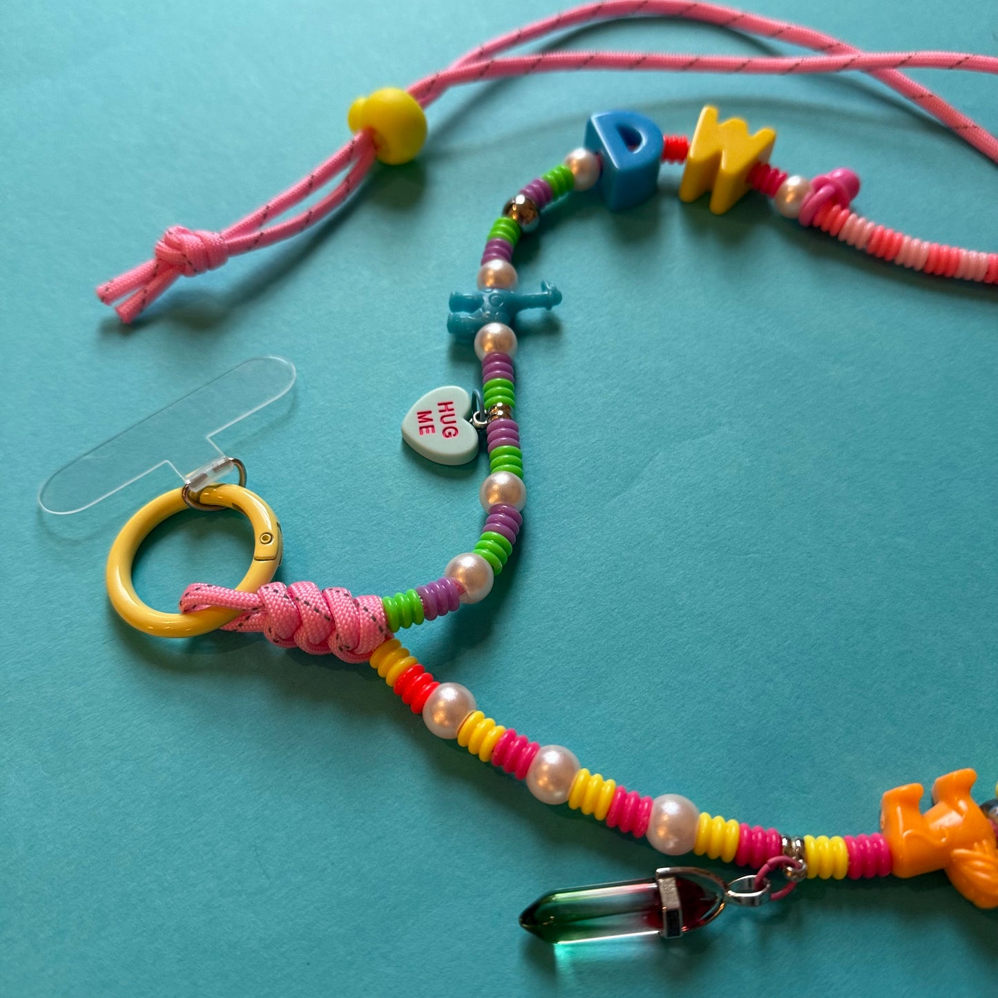 Personalised charm phone strap lanyard