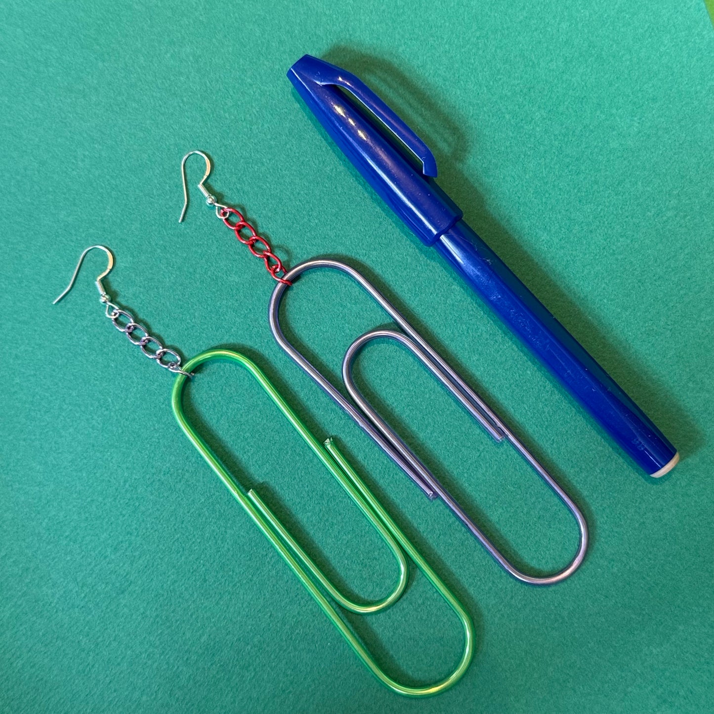 Oversized paperclip drop earrings