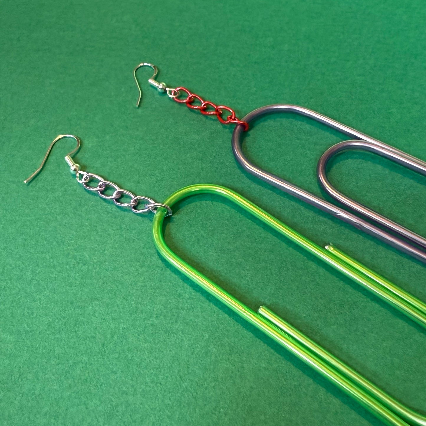 Oversized paperclip drop earrings