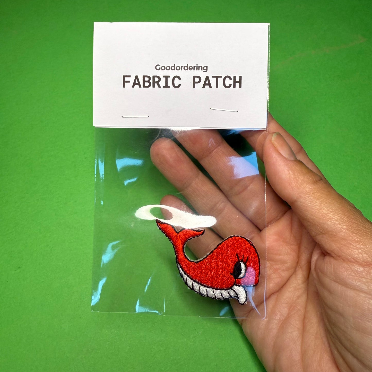 Whale embroidered iron-on Patch