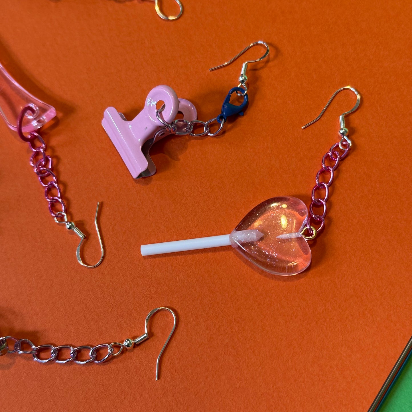 Charm drop chain earrings
