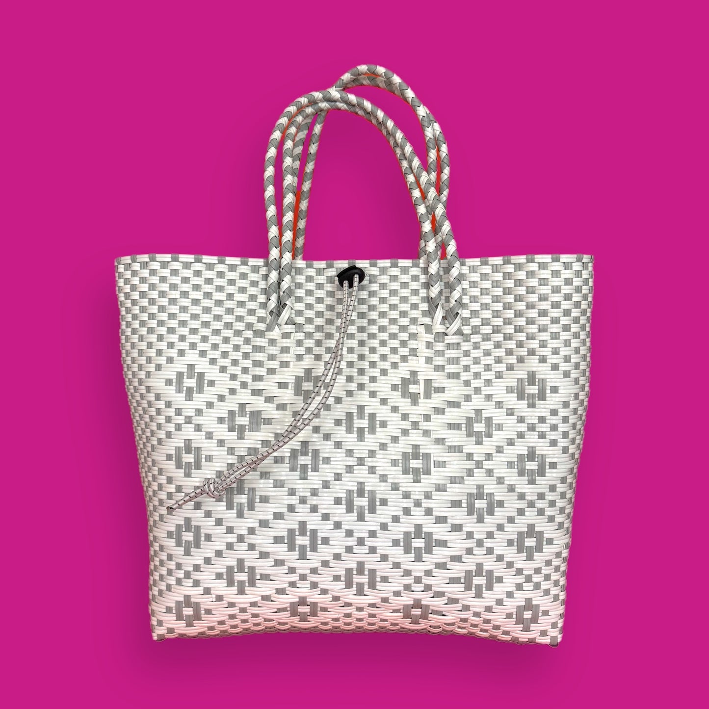 Summer basket plastic woven gray bicycle pannier