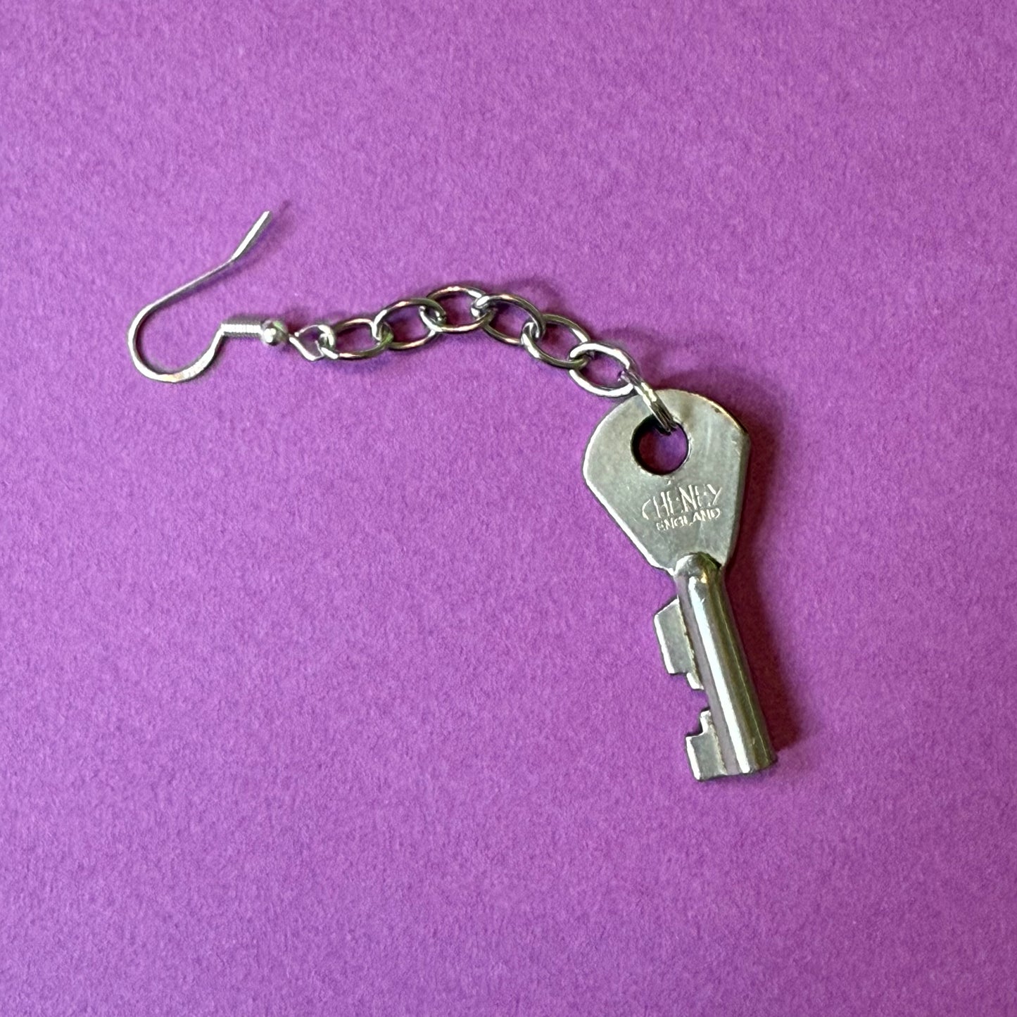 Vintage silver motif drop chain earrings