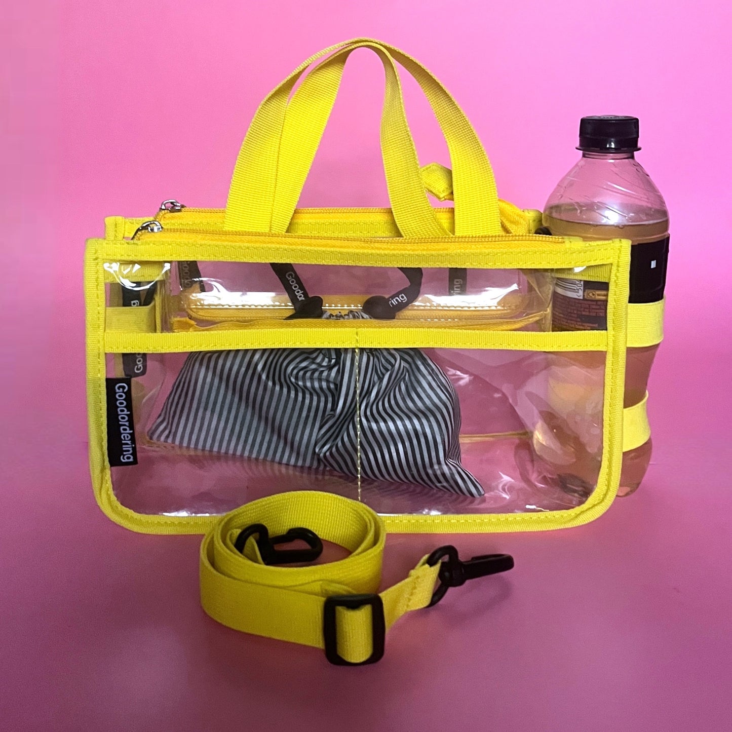 Stadium Bag / organiser transparent neon yellow concert clear bag