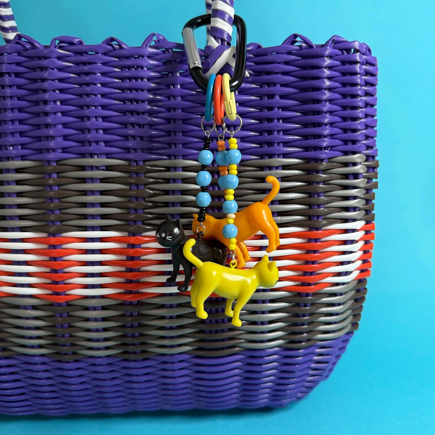 3 cats keyring / beaded bag charm