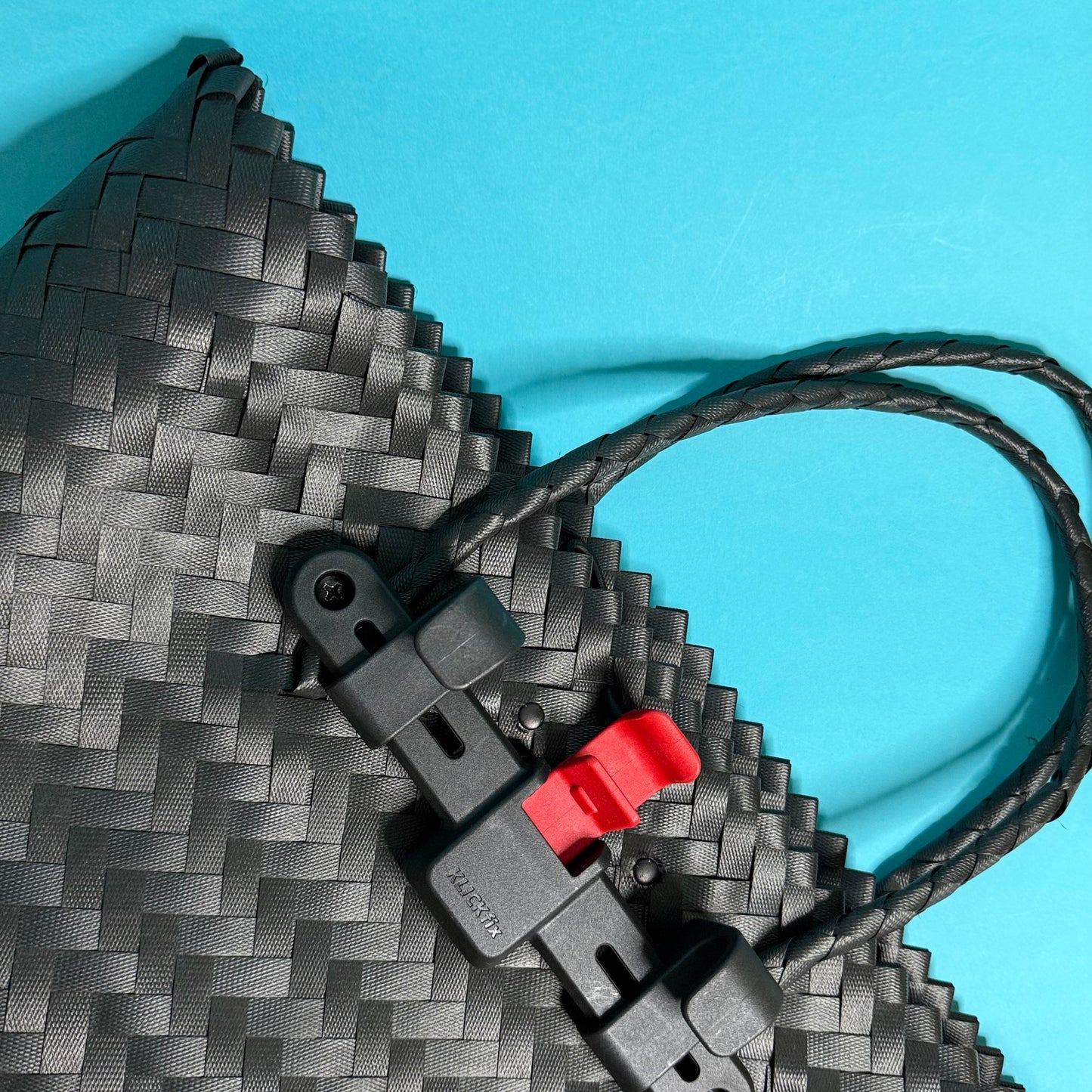 Bicycle Pannier XL black plastic woven basket