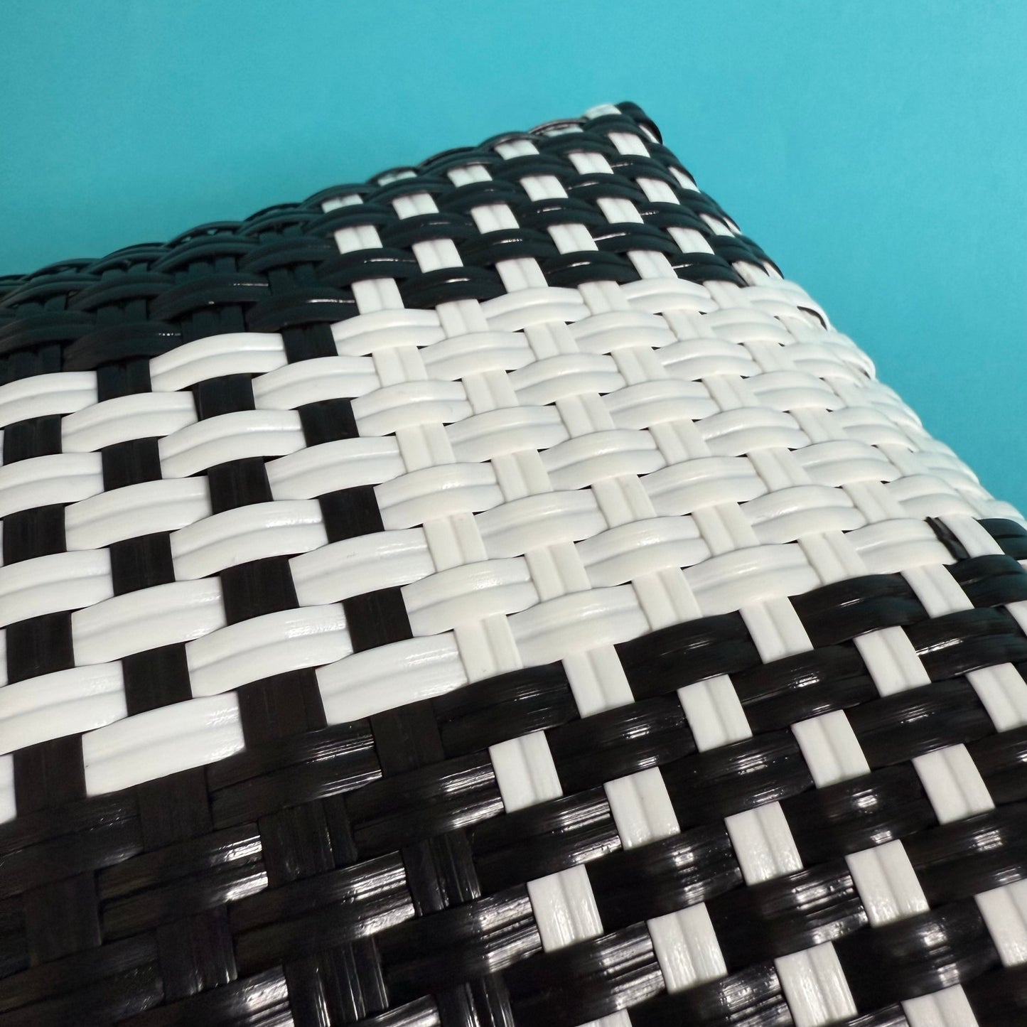 Bicycle Pannier B&W check plastic woven basket