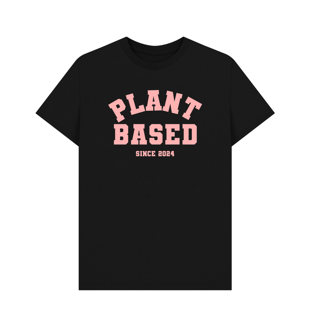 Black Plant based varsity unisex t-shirt