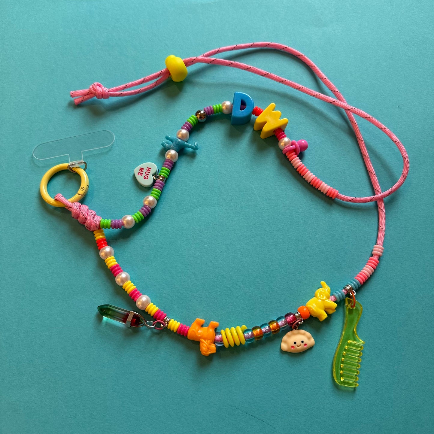 Personalised charm phone strap lanyard