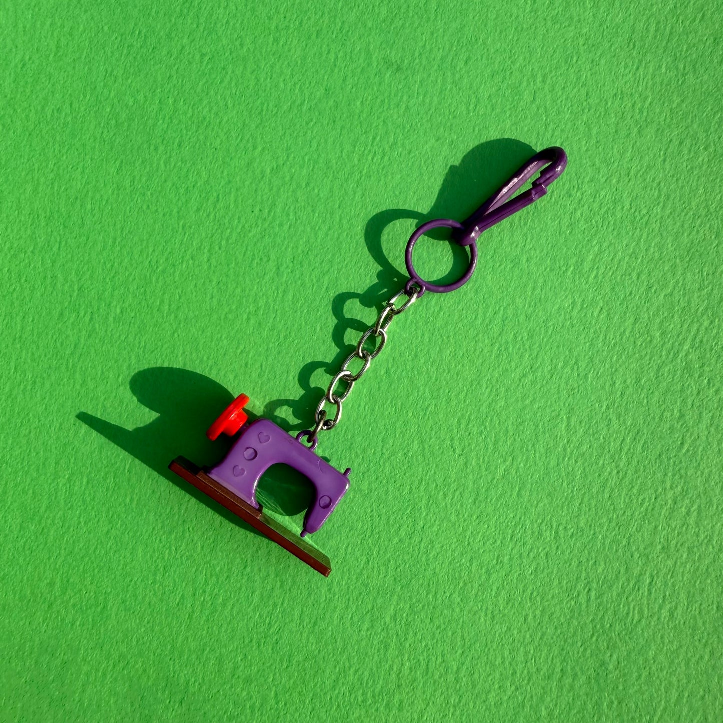 Neon 80s keyring charm sewing machine