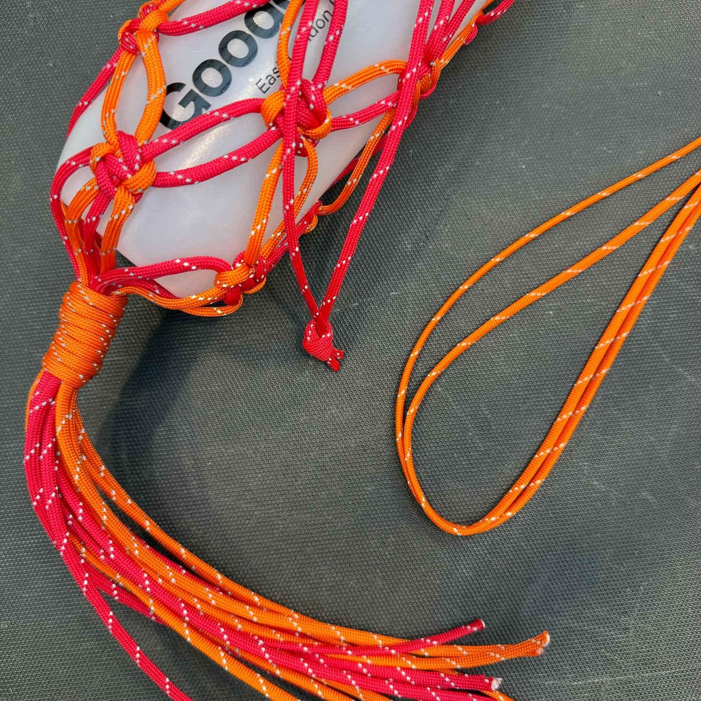 Macrame para cord bottle bag red orange
