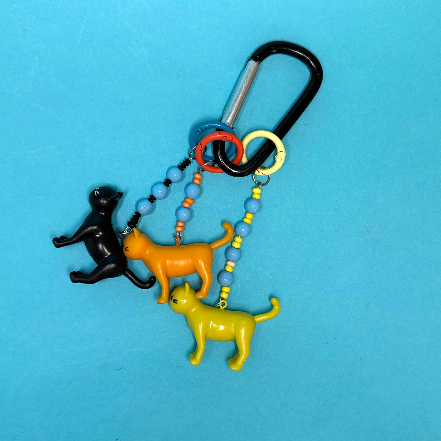 3 cats keyring / beaded bag charm