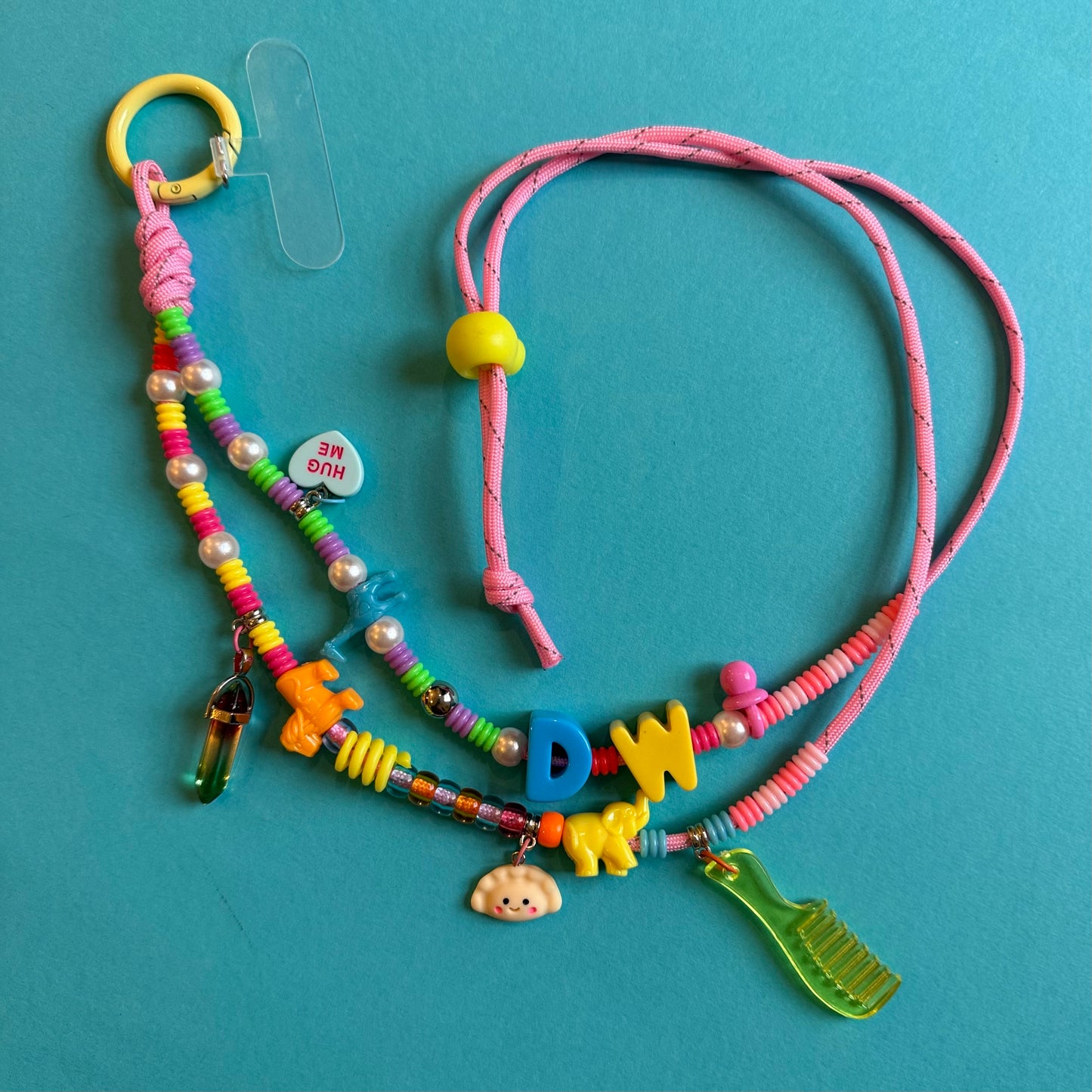 Personalised charm phone strap lanyard