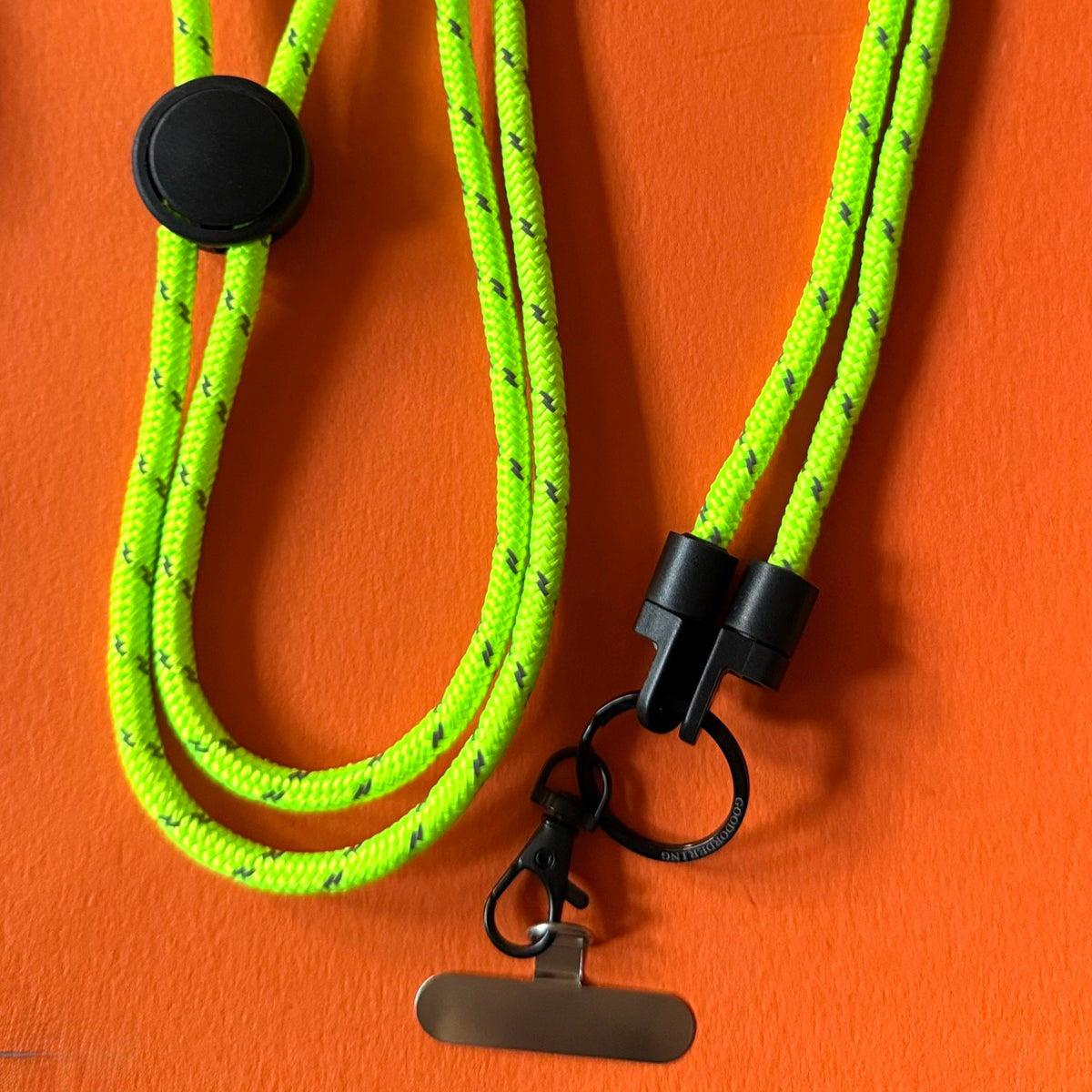 Phone neck strap adjustable lanyard neon yellow