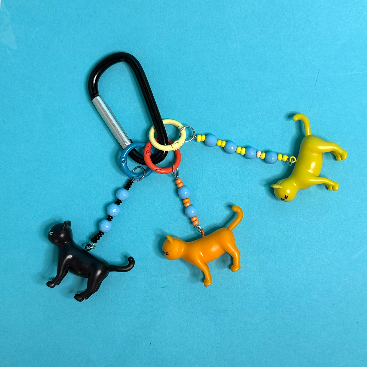 3 cats keyring / beaded bag charm
