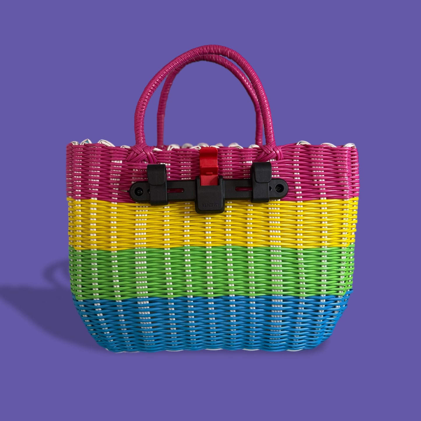 Bicycle Pannier rainbow plastic woven basket