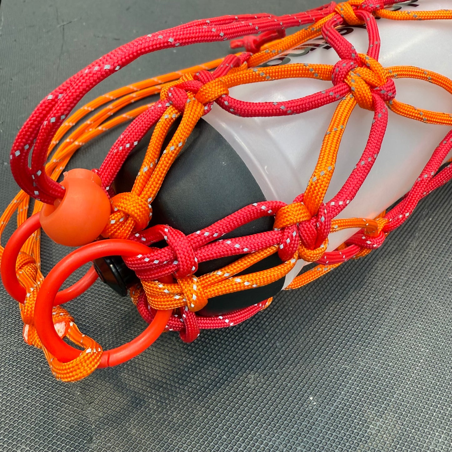 Macrame para cord bottle bag red orange