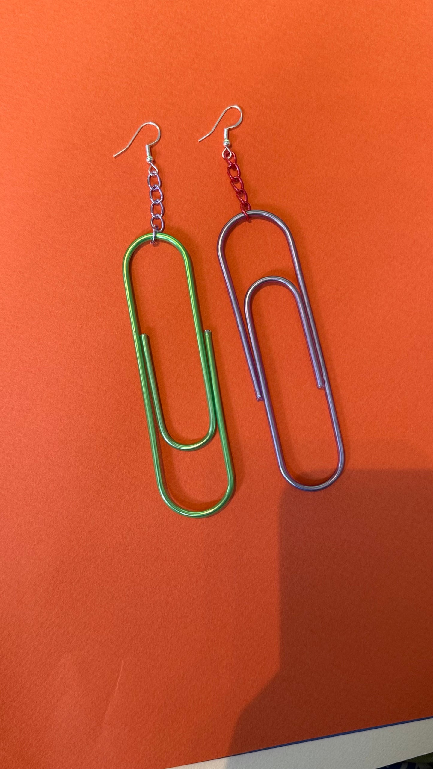 Oversized paperclip drop earrings