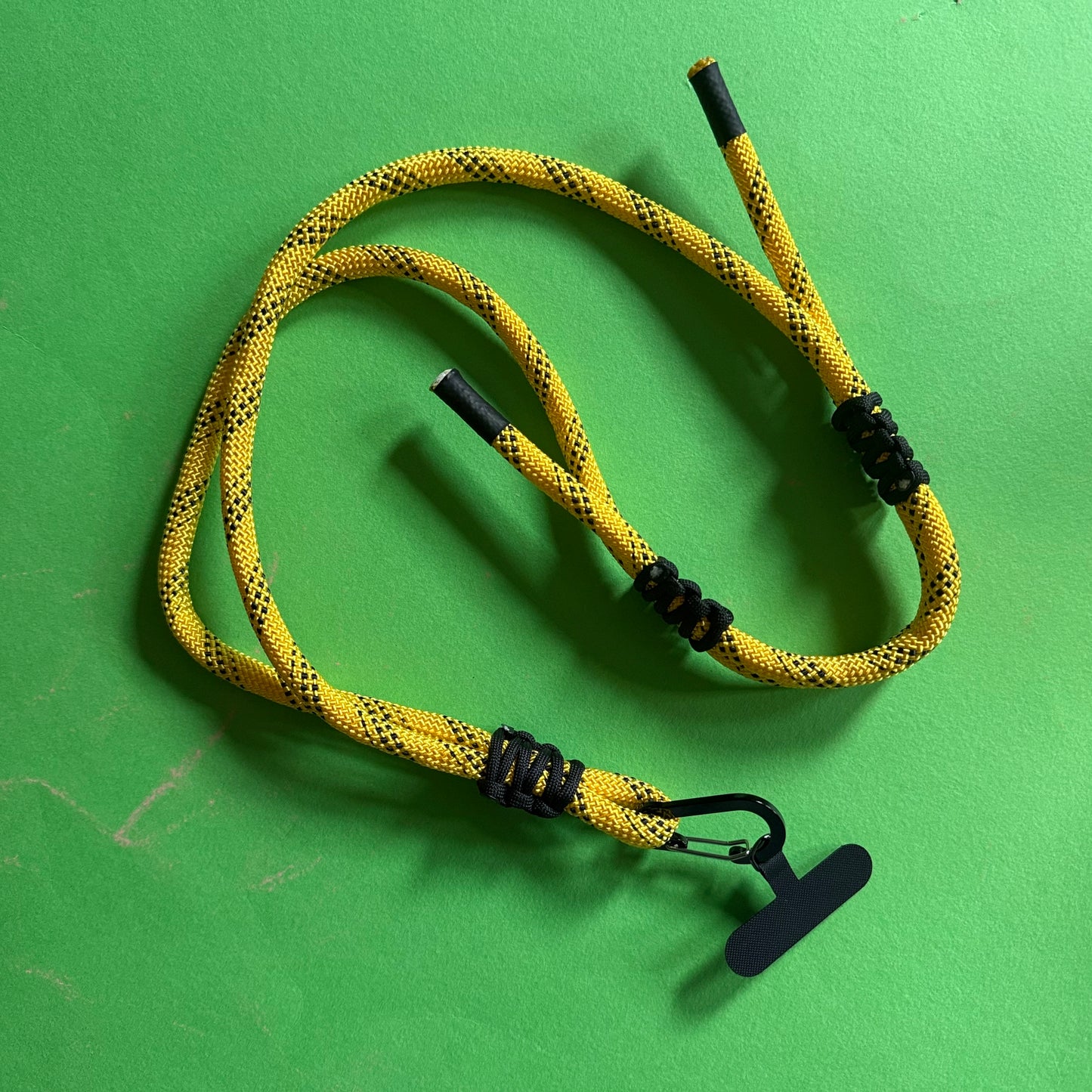 Thick Cord Phone strap lanyard black & yellow
