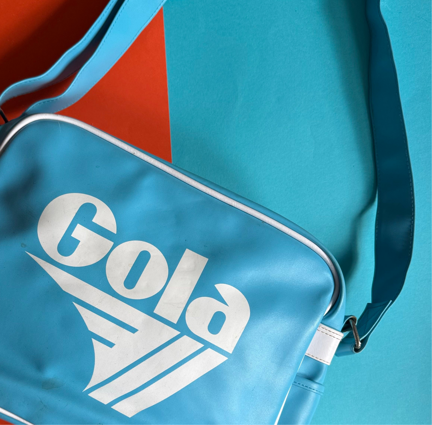 Upcycled Gola Bicycle Pannier tote bag blue