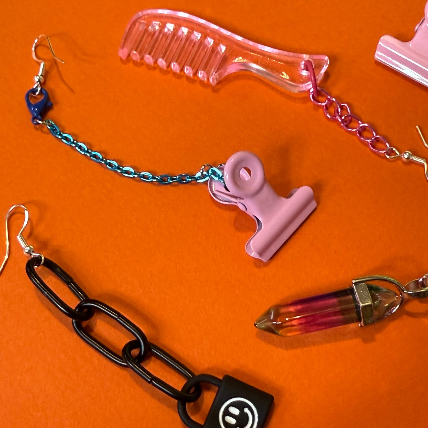 Charm drop chain earrings