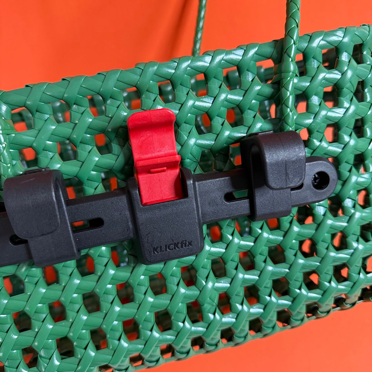 Bicycle Pannier small green plastic woven basket