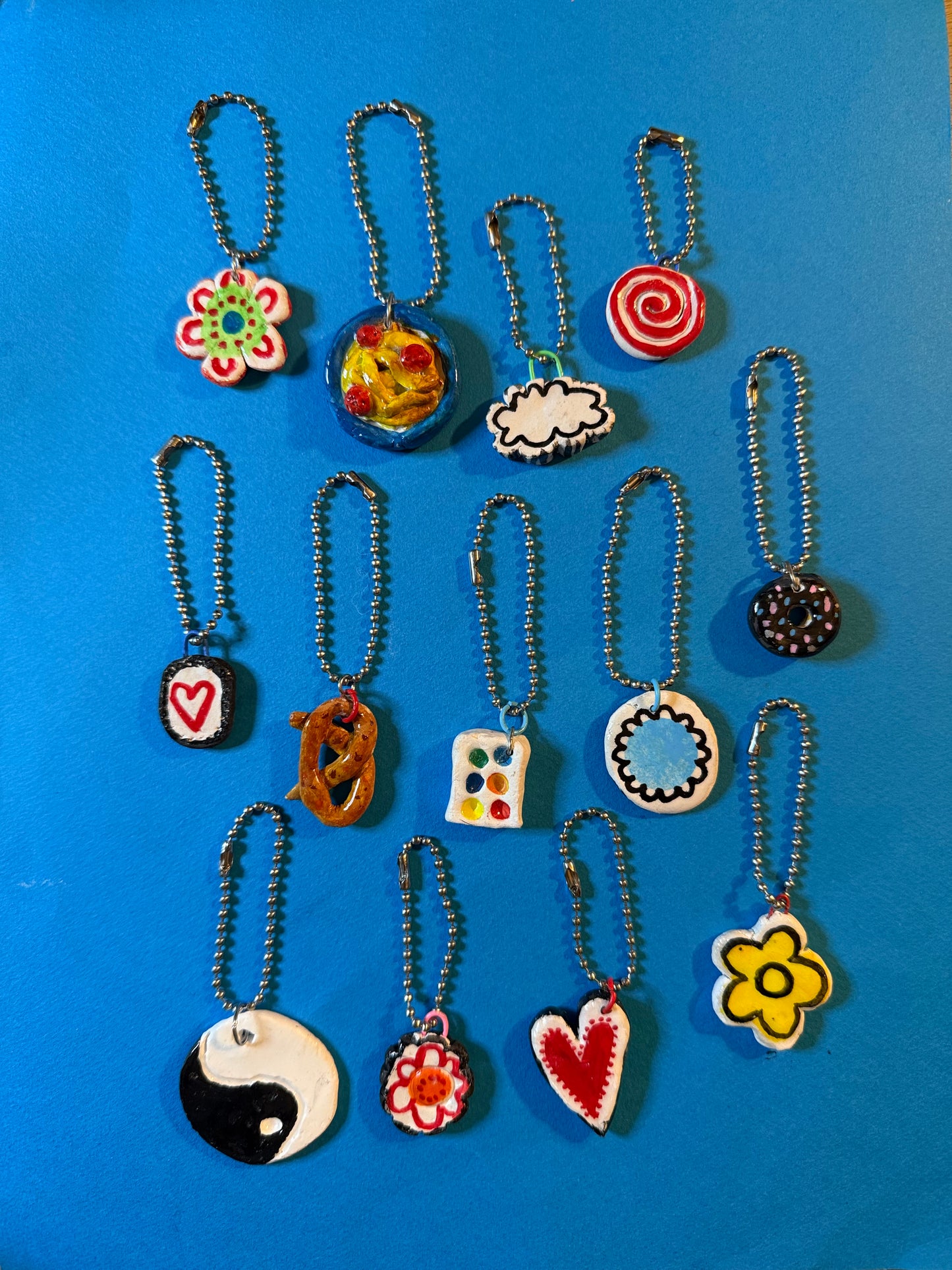 Rustic clay keyring bag charms