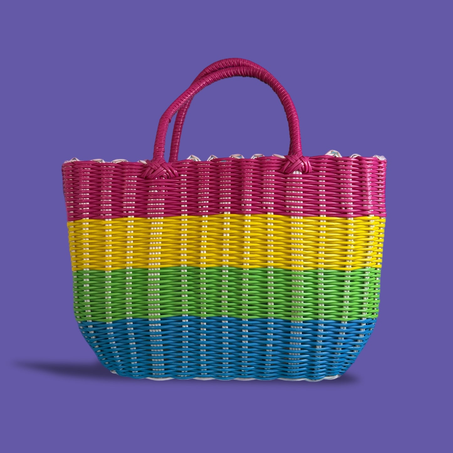 Bicycle Pannier rainbow plastic woven basket