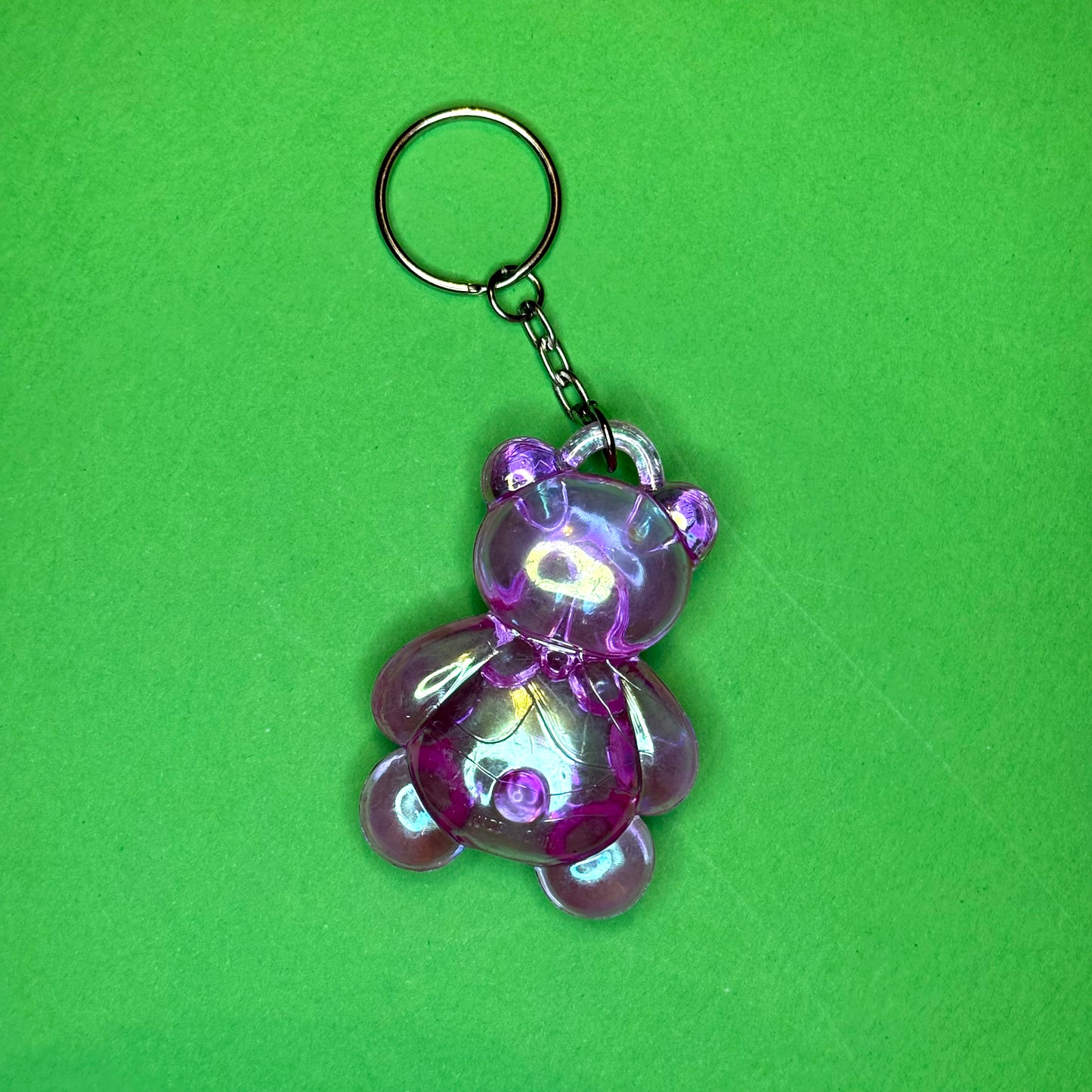 Retro vintage 80s teddy keyring pink