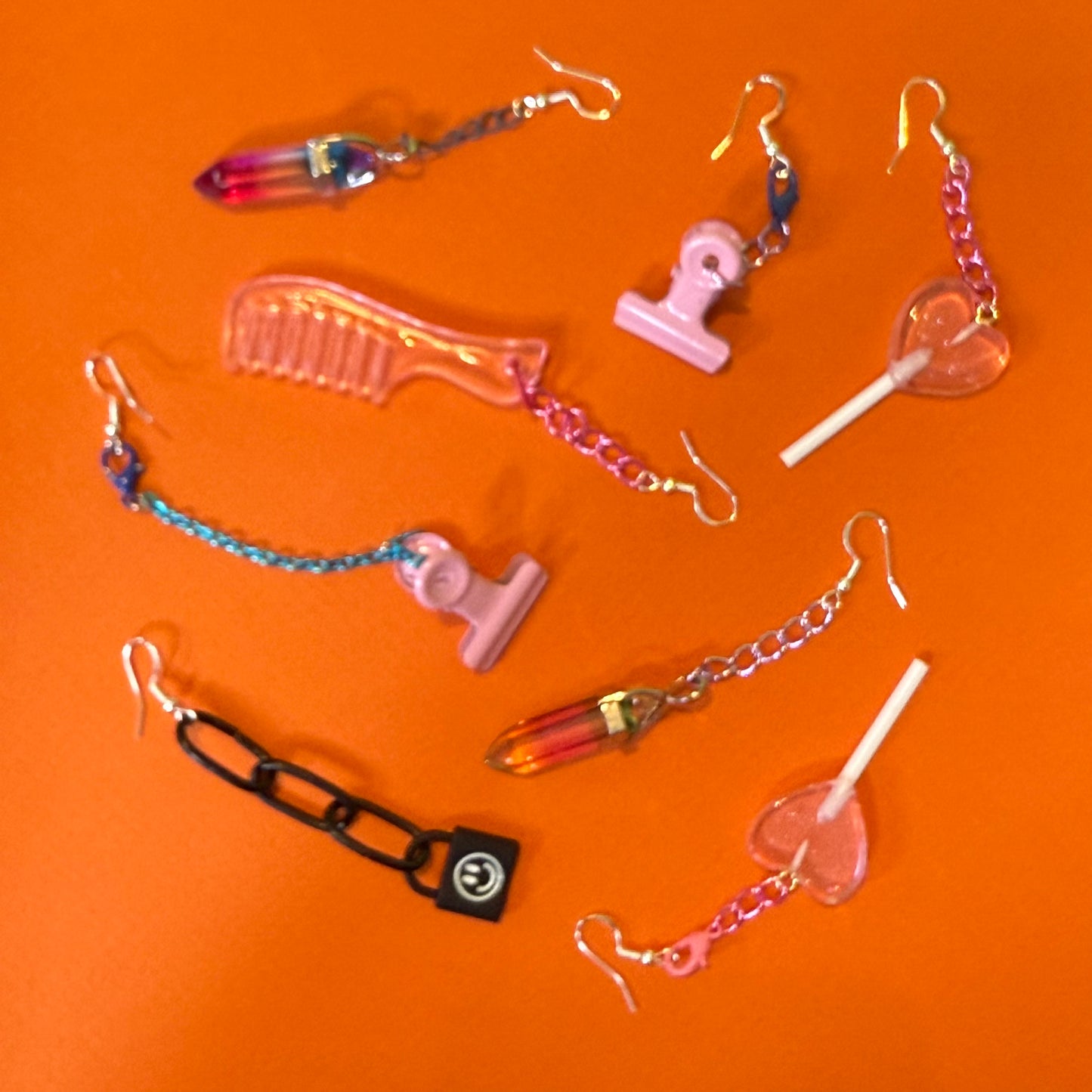 Charm drop chain earrings