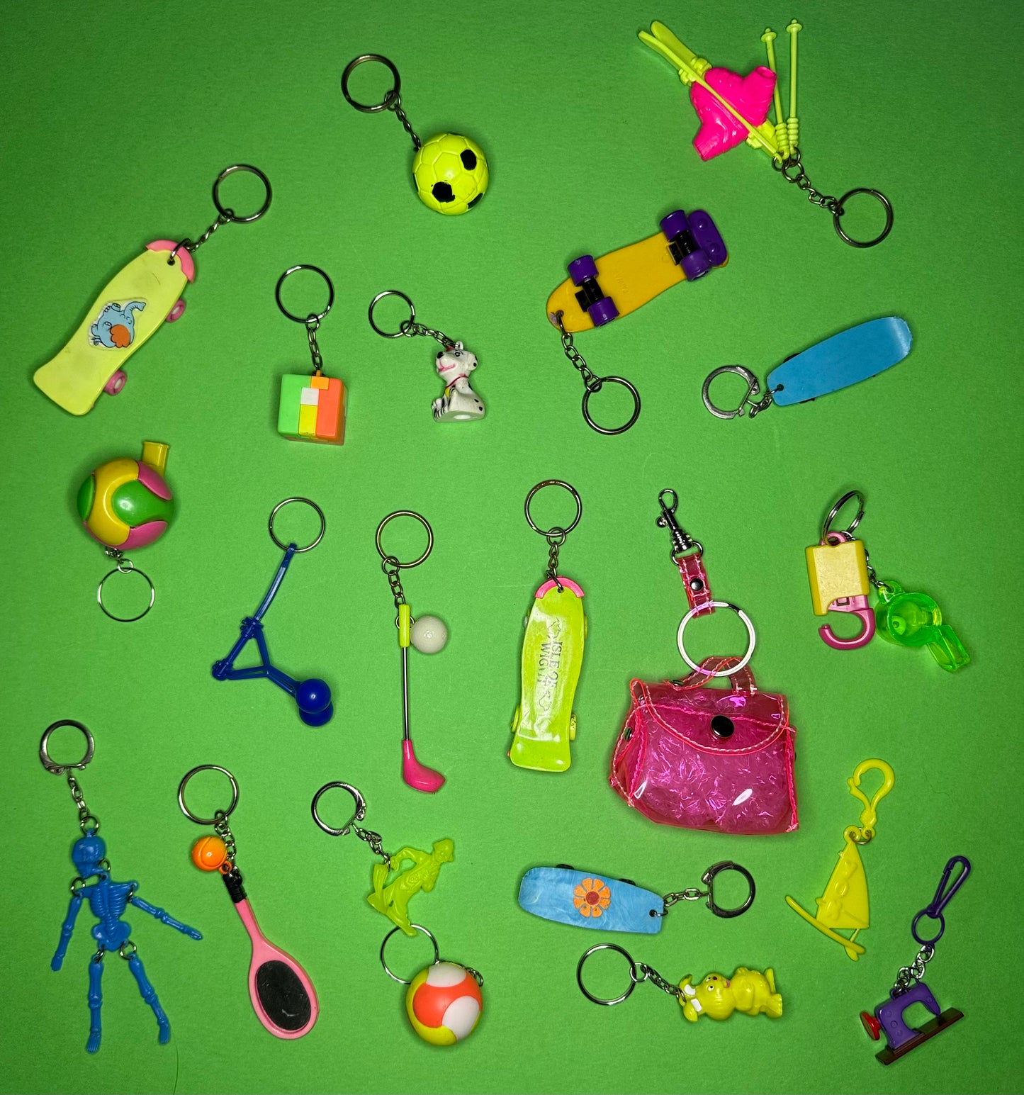 21 Retro plastic 80s neon keyrings