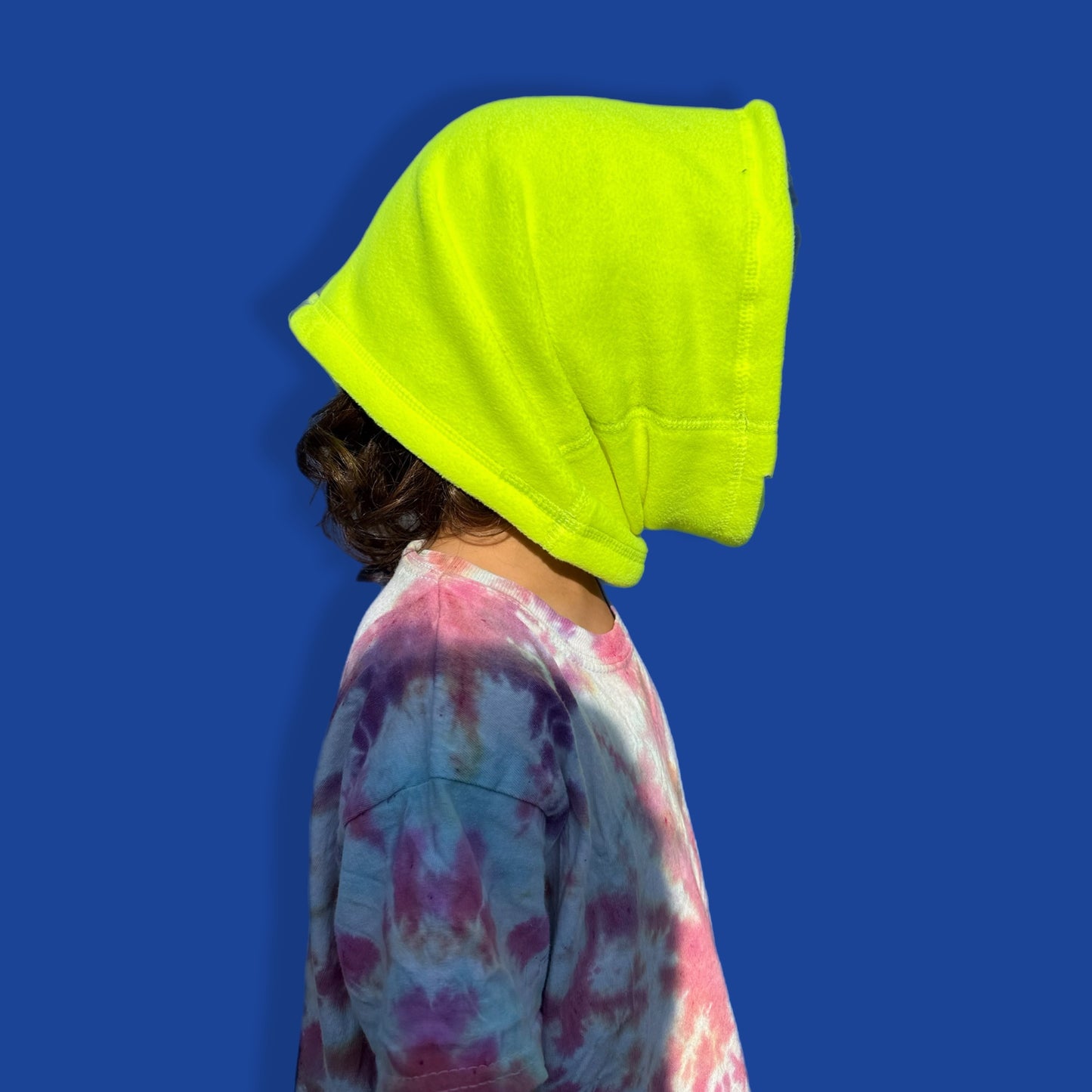 Neon yellow fleece snood with reflective stripe