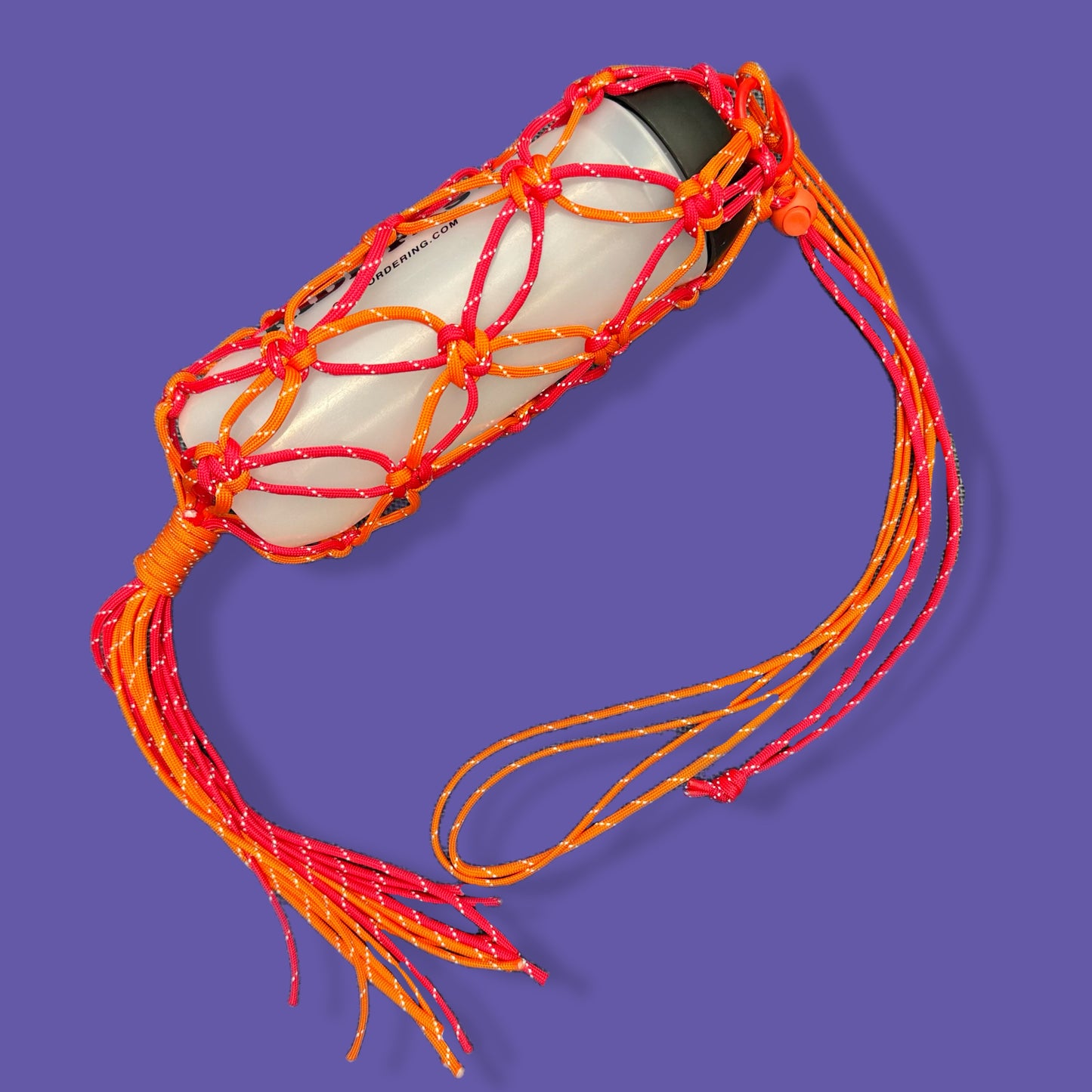 Macrame para cord bottle bag red orange