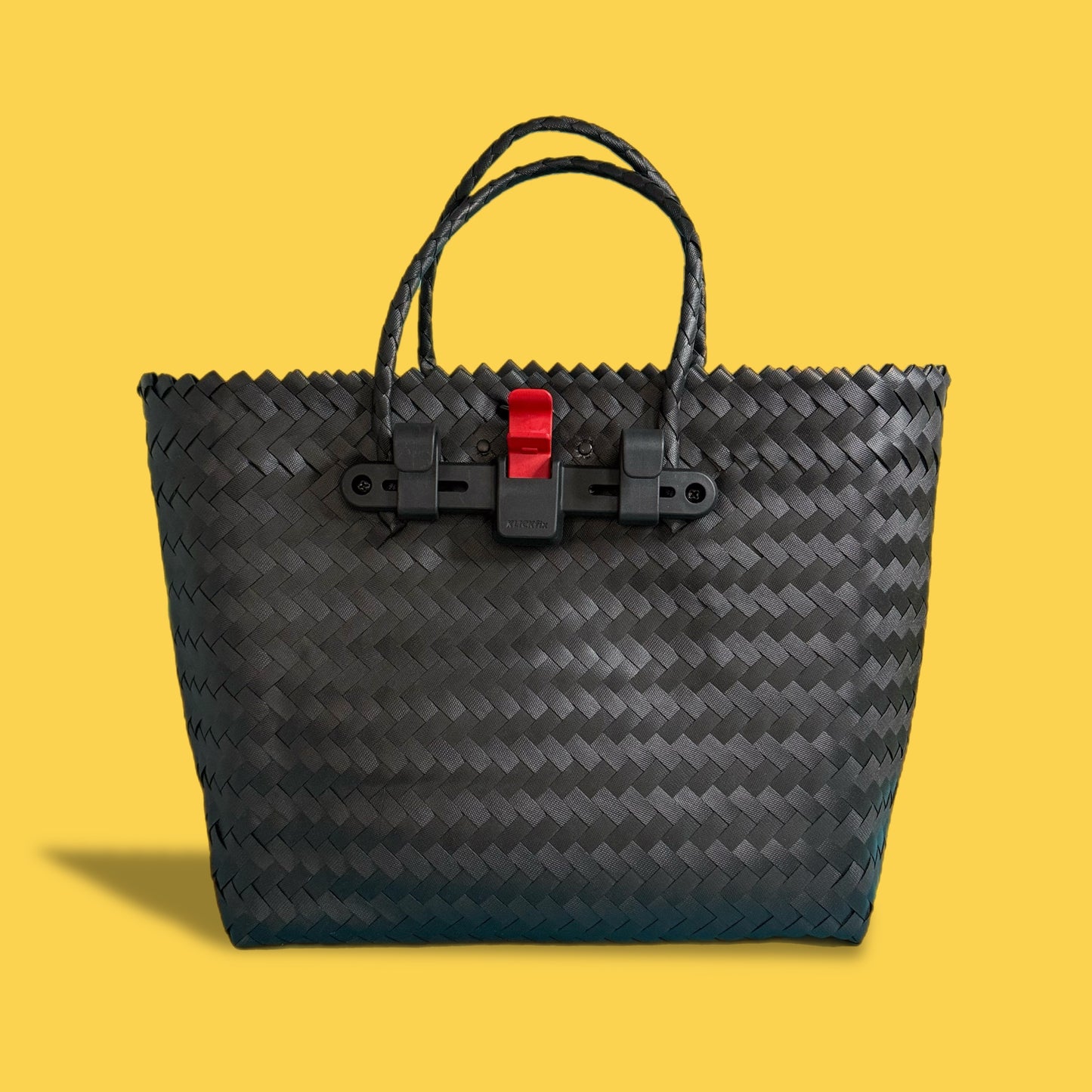 Bicycle Pannier XL black plastic woven basket