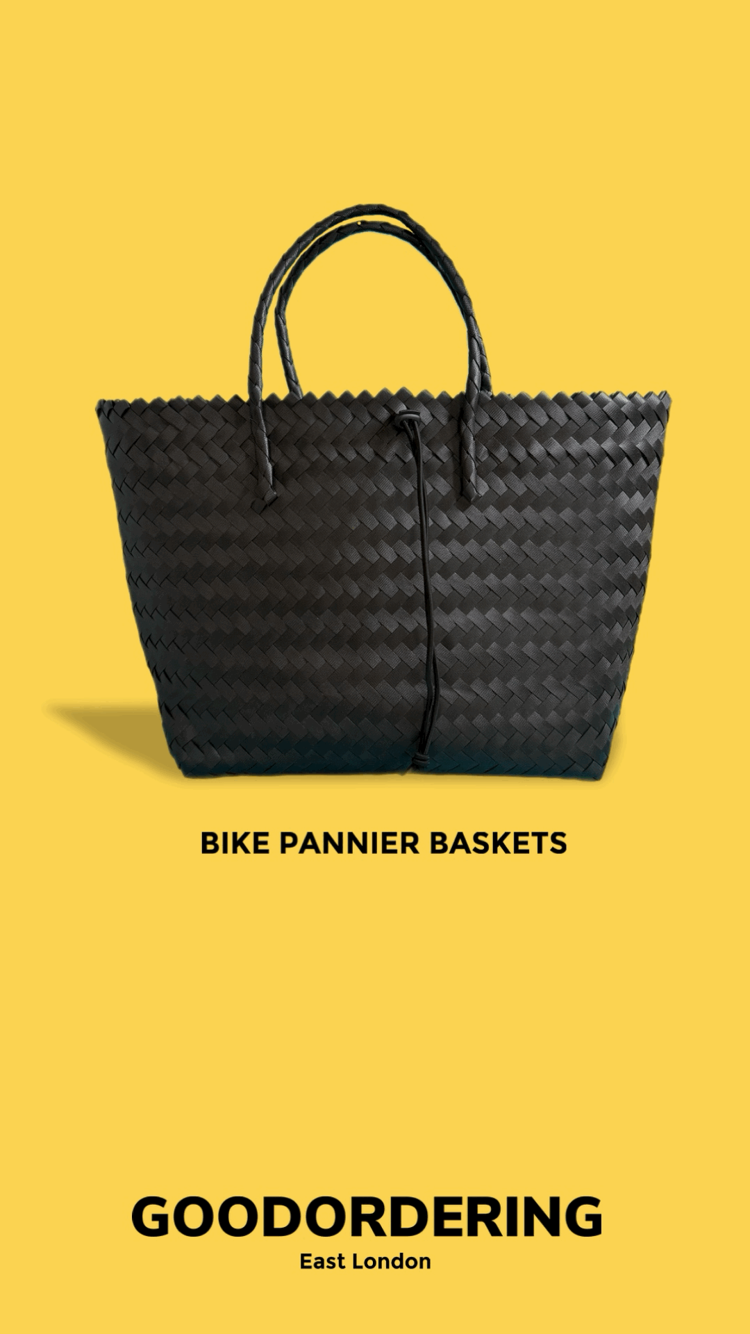 Bicycle Pannier XL black plastic woven basket