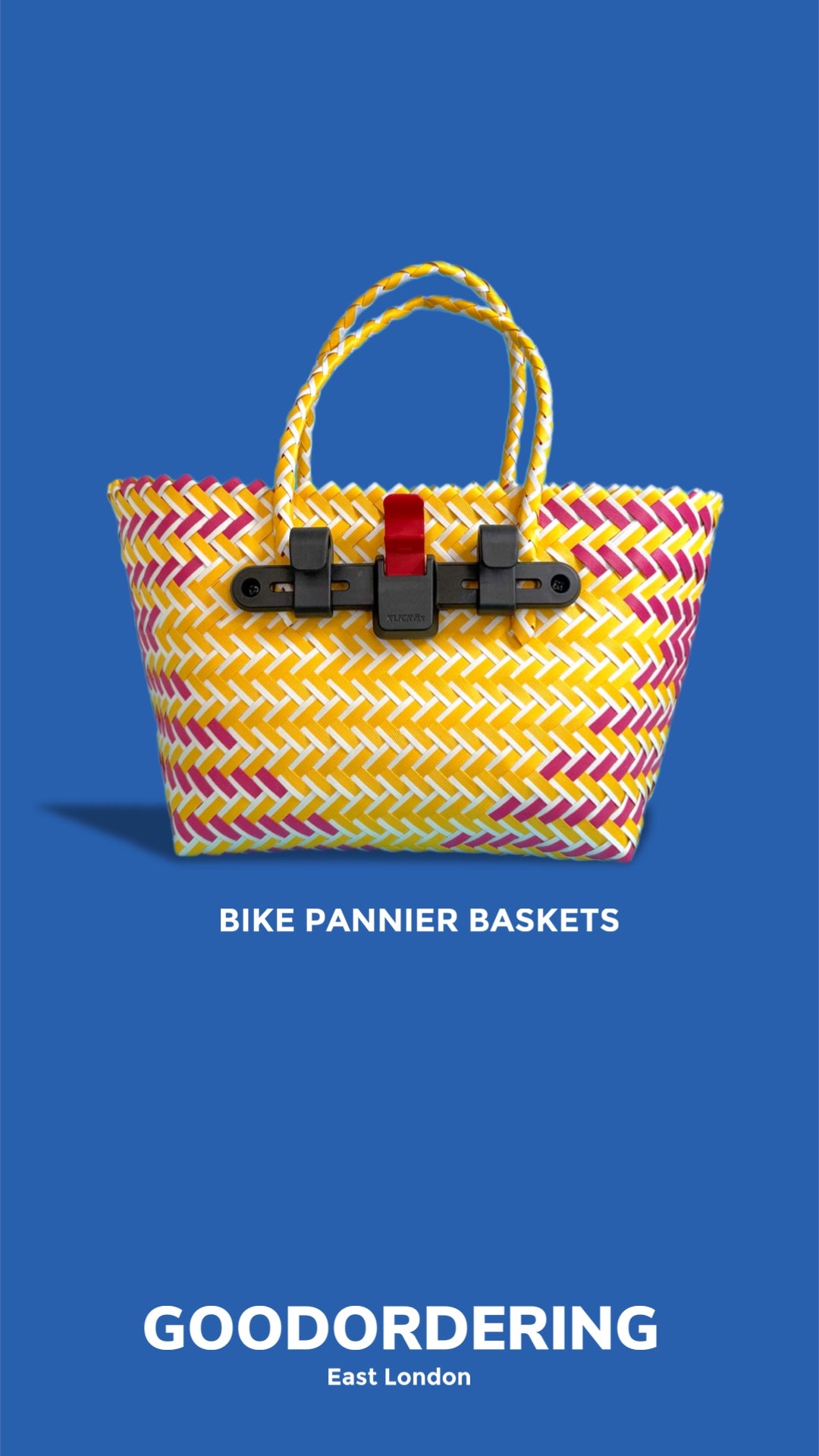 Bicycle Pannier yellow pink plastic woven basket