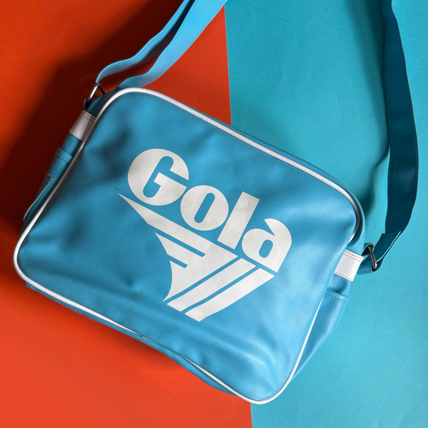 Upcycled Gola Bicycle Pannier tote bag blue