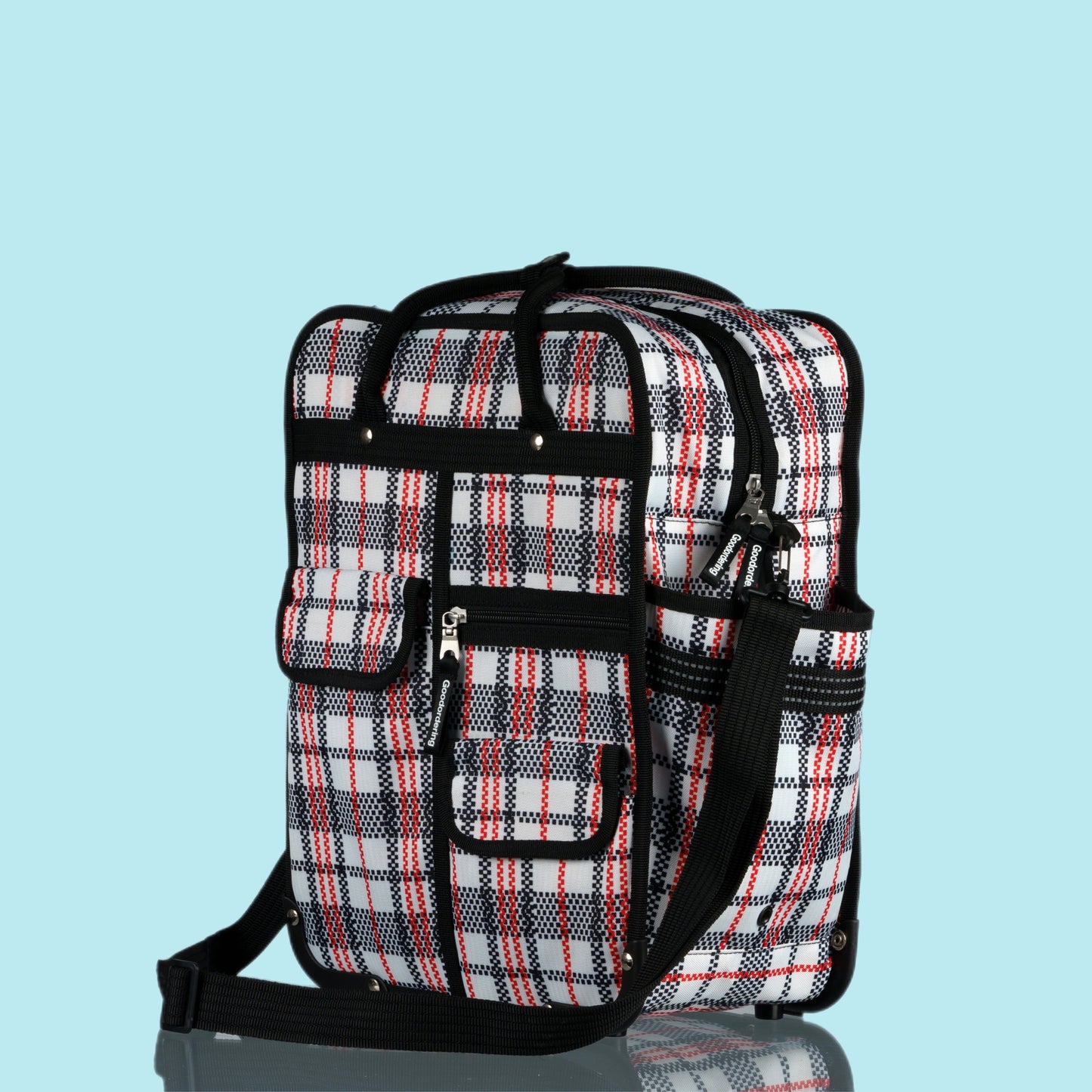 Tartan sustainable picnic pannier shoulder bag