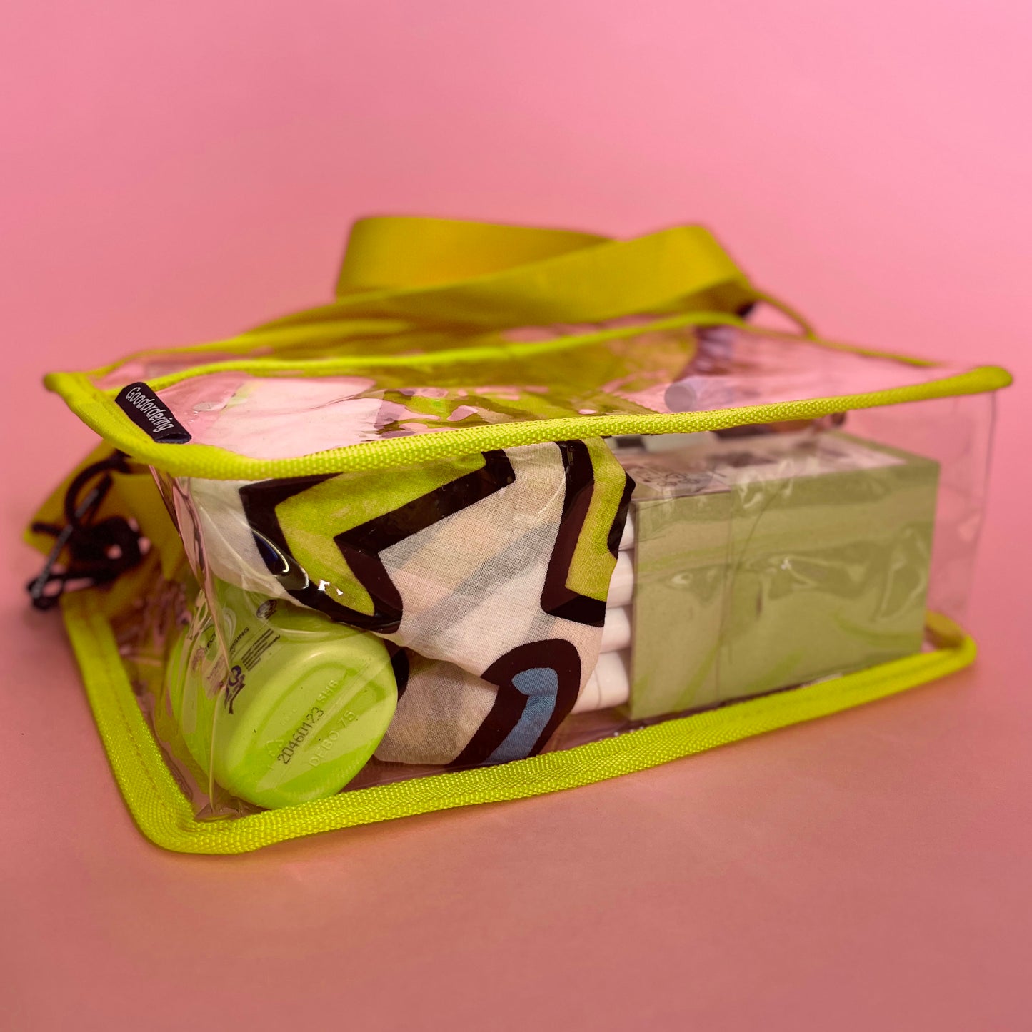 Stadium Bag / organiser transparent neon yellow concert clear bag