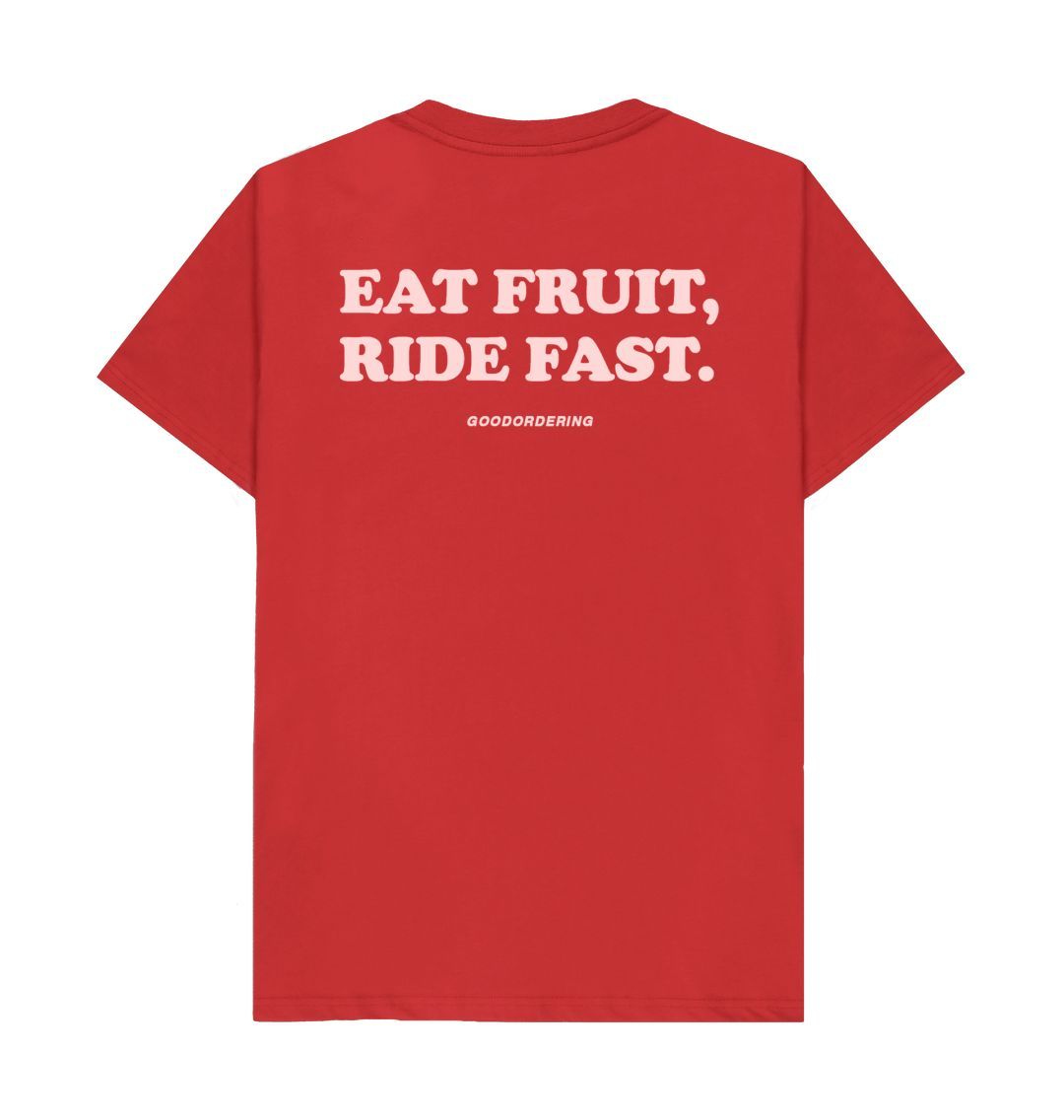 Red Adults Unisex Eat Fruit, Ride Fast T-shirt