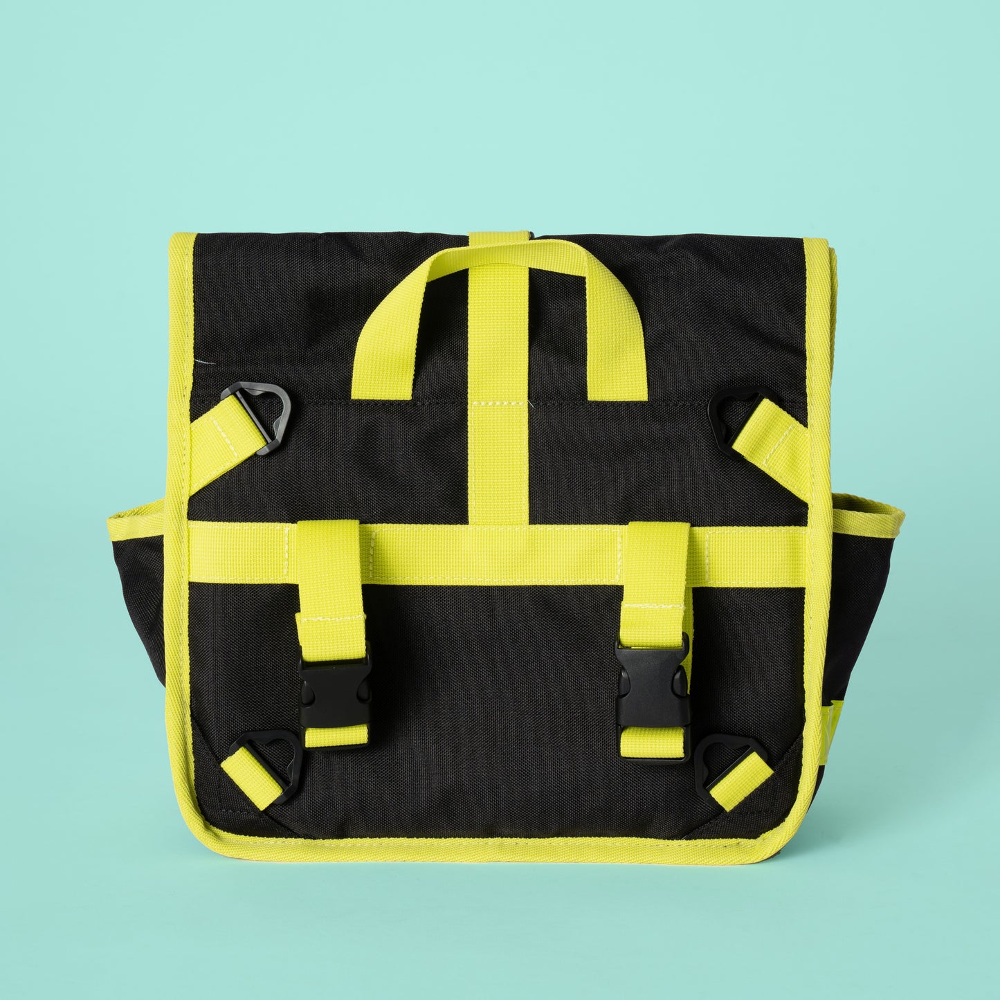 Goodordering black shoulder bag with neon yellow edging