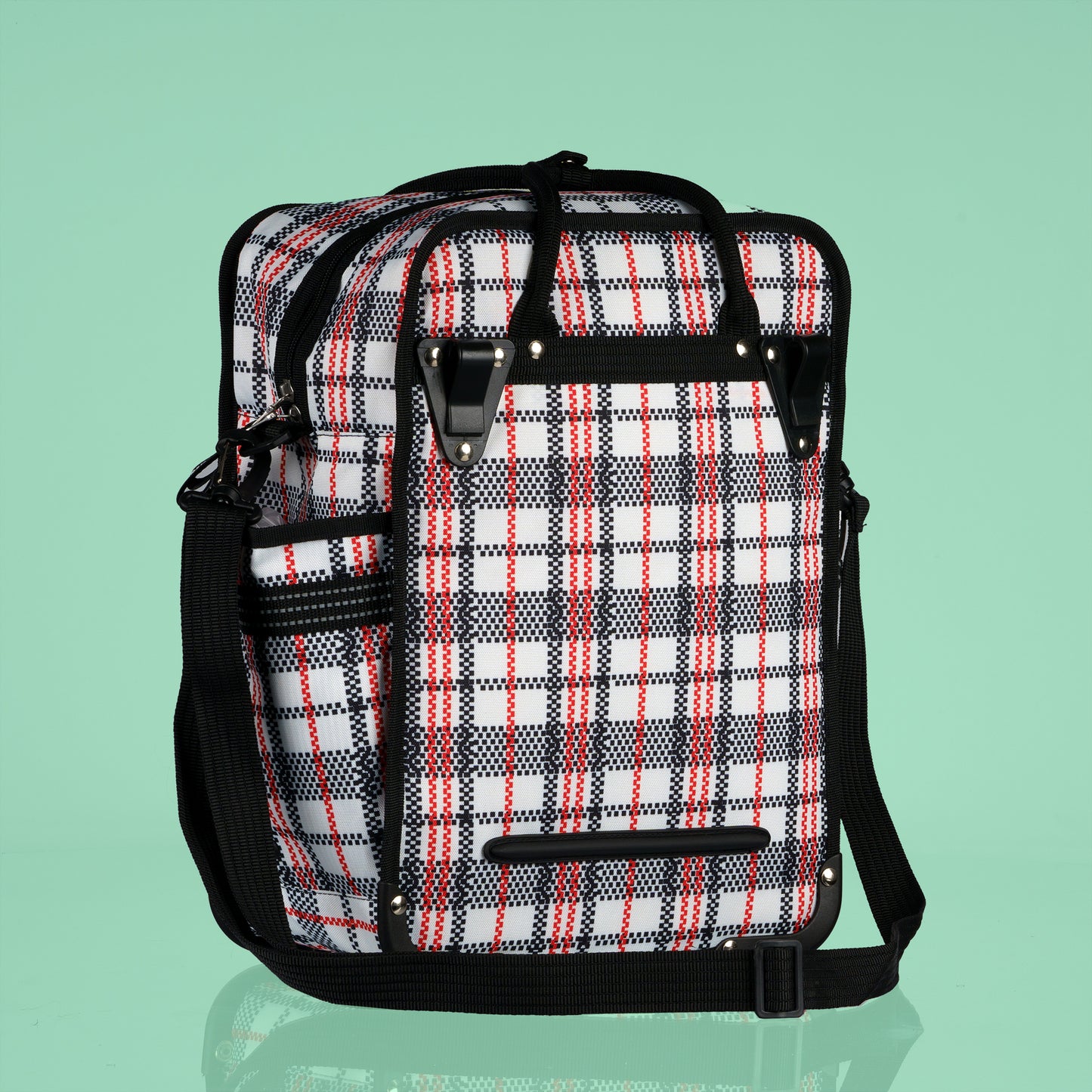 Tartan sustainable picnic pannier shoulder bag