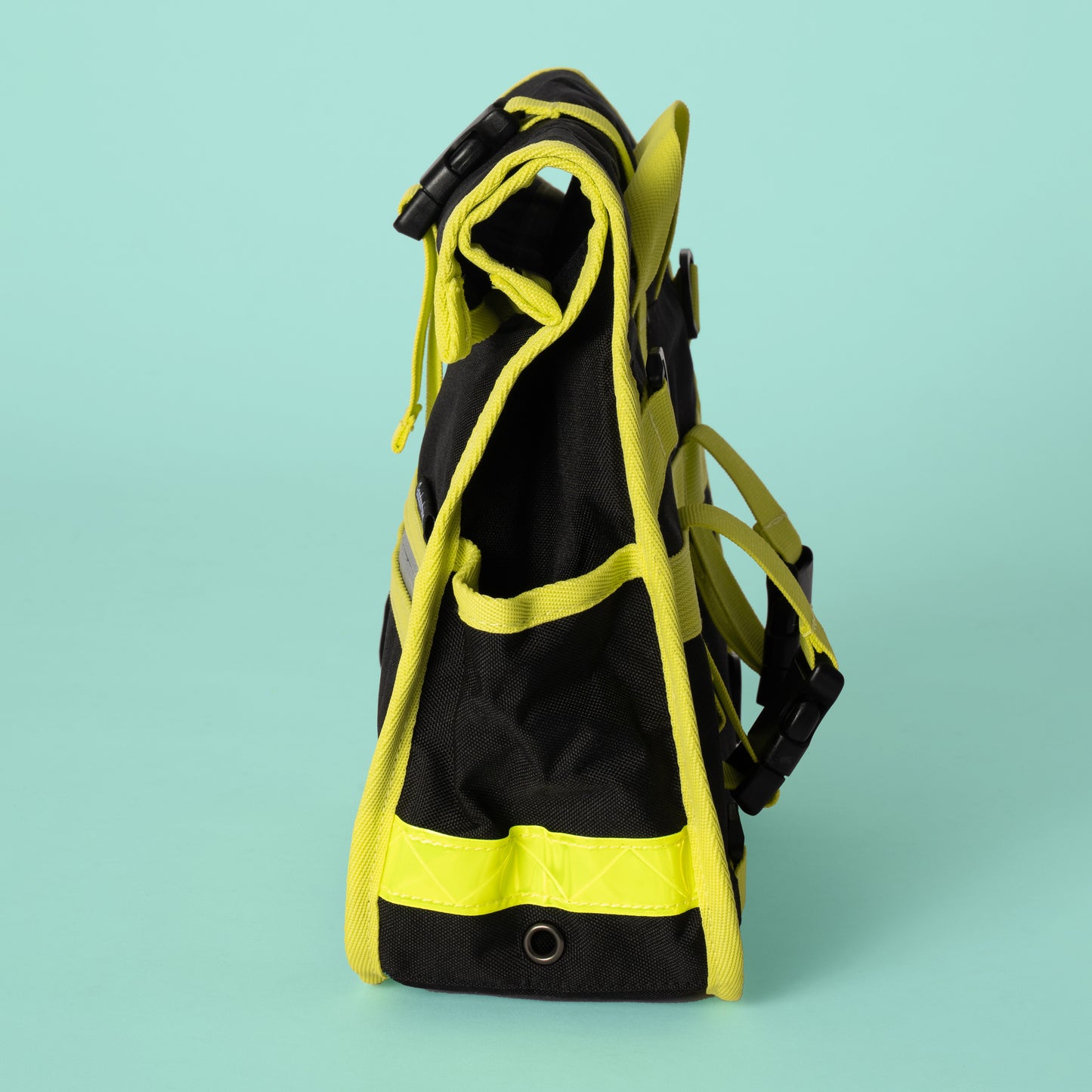 Goodordering black shoulder bag with neon yellow edging