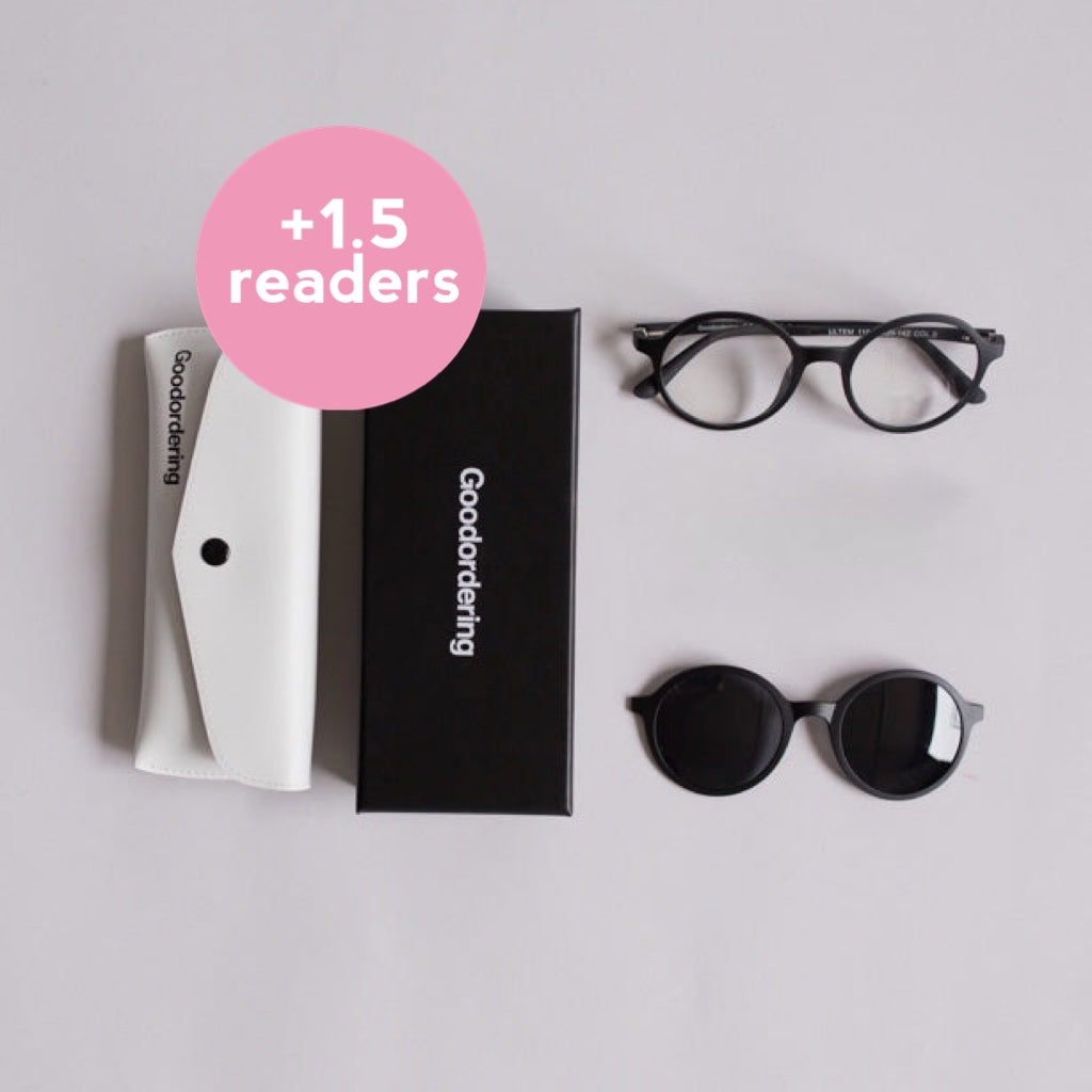 Black Magnetic glasses & sunglasses in one +1.5 readers Goodordering