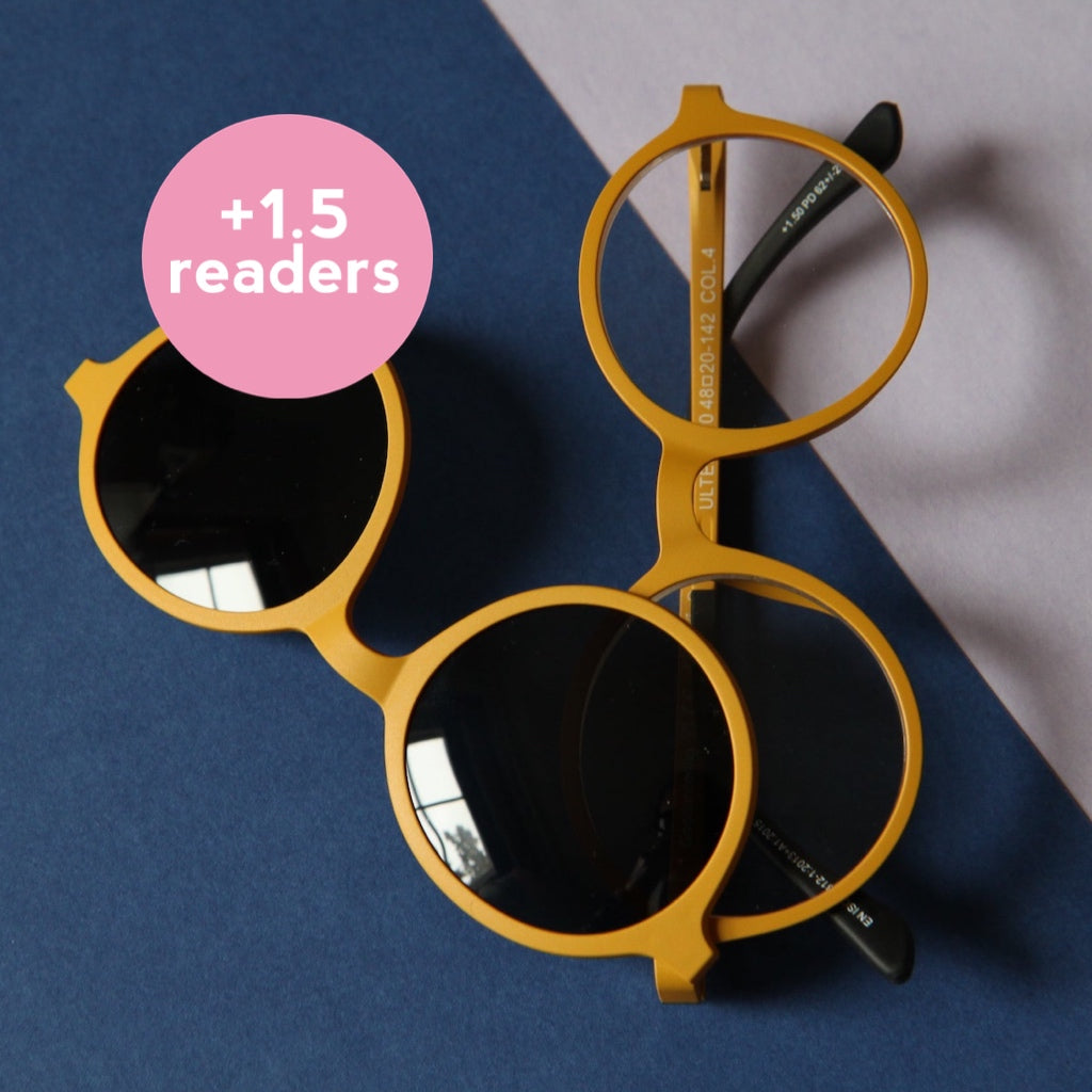 Yellow magnetic glasses and sunglasses +1.5 readers Goodordering