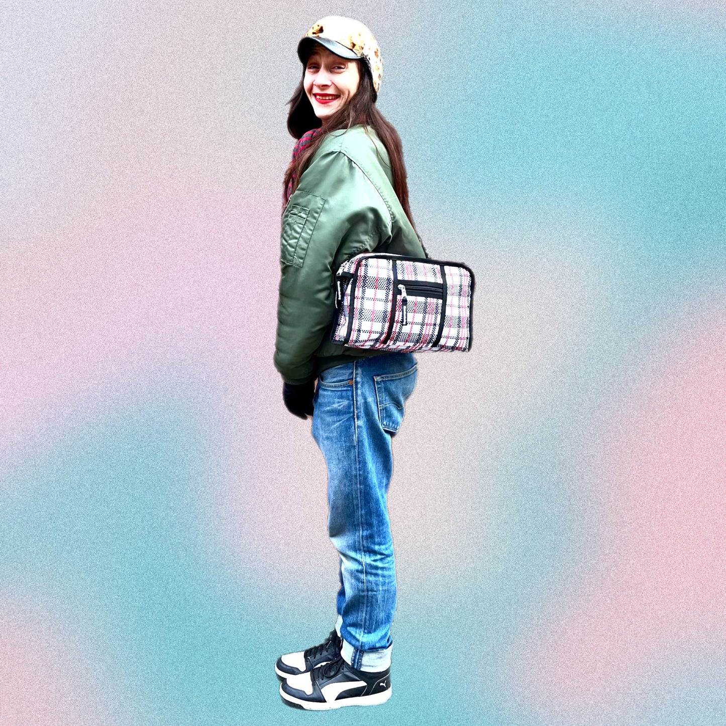 Tartan Eco wash bag sling bag