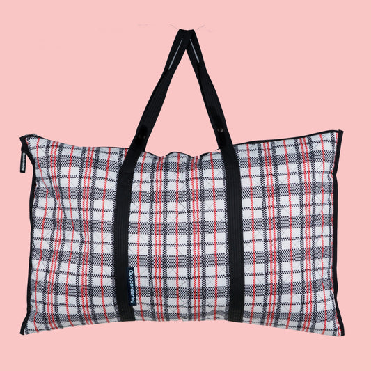 Eco Tartan “Billow” bag pillow pannier checkered plaid laundry portfolio bag